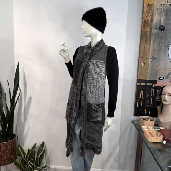 Vintage Boho Alpaca Patchwork Knit Long Vest - Picture 2 of 12